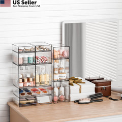 Yieach 4 Pack Clear Stackable Storage Drawers,4.4” 4 PCS, Clear-4.4 In Tall
