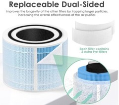 4 Smoke Remover Filters Compatible w/ Levoit & VortexAir Core 300’s, PuroAir 240