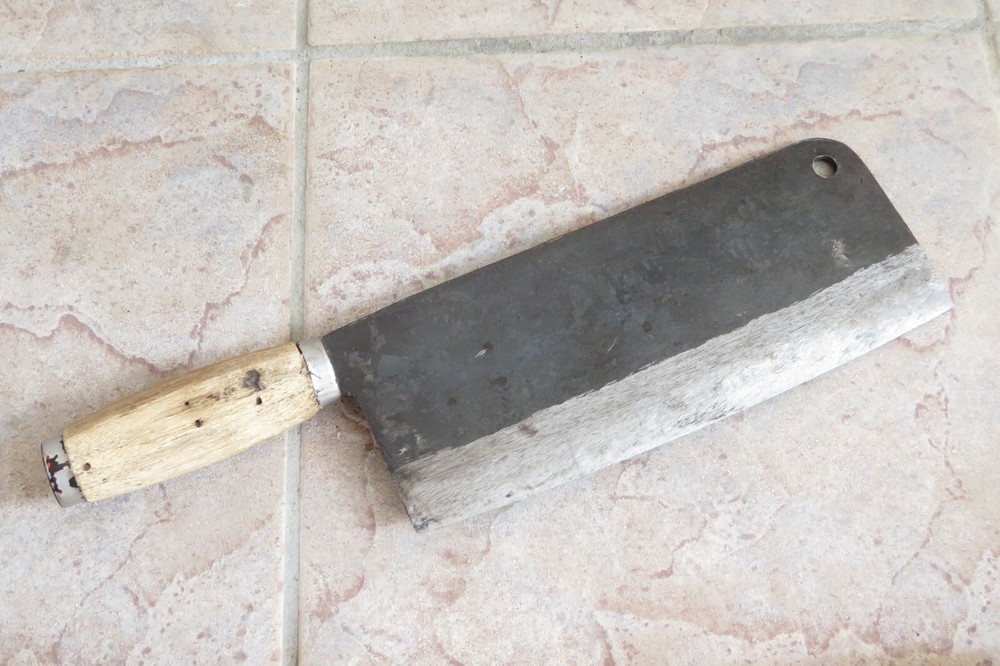 Crude – Chinese Cleaver Meat Chopping Chef Knife, 9 Inch, Carbon Steel, Forged