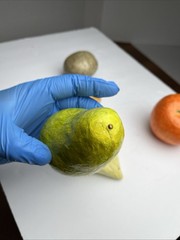 Vintage Paper Mache Faux Food Vegetables & Fruit Lot of 5 Handmade Garlic Pear