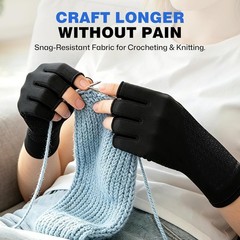 Compression Arthritis Gloves with 23% LYCRA for Pain, Fingerless Carpal Tunnel