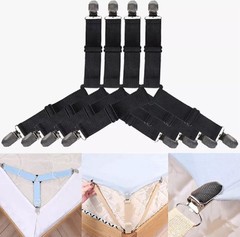 4Bed Sheet Fasteners Adjustable Elastic Suspenders Straps Mattress Covers Clips