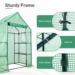 Portable Mini Walk-in Greenhouse 3 Tiers 6 Shelves Outdoor Green House PE Cover