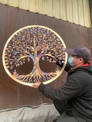 Heat Colored Tree of Life Metal Wall Hanging – Outdoor Garden Decor