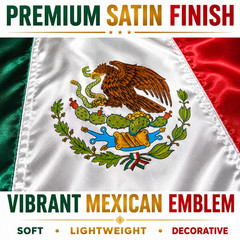 Large Mexico Satin Flag 58×37 Patriotic Mexican Banner Made In Mexico