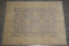 8.11 x 11.8 Slate and Gold Chobi Zigler Handmade Pakistan Rug #F-4258