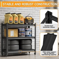 3-Tier Heavy Duty Metal Shelving Unit Garage Shelves Utility Rack Adjustable