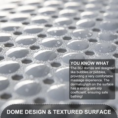 Extra Large Non-Slip Bath Mat 40×16, Machine Washable with Drain Holes, Gray