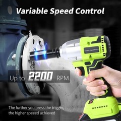 Impact Wrench Gun BRUSHLESS Cordless 20V Li-Ion 1/2” Driver 2200RPM 2 BATTERIES