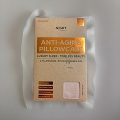 NIGHT ANTI-AGING (2) Standard/Queen Champagne Beige Satin PILLOWCASES NIB