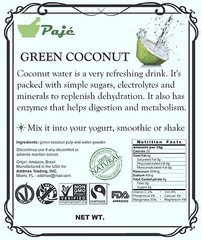 Coconut water powder 4oz 8oz 16oz 1lb 32oz 2lb 5lb 10lb electrolyte +flavor PAJE
