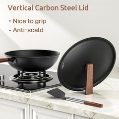 Carbon Steel Wok 13 Inch Nonstick Pre-Seasoned Flat Bottom Stir Fry Pan