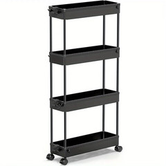 Slim Rolling Storage Cart 4 Tier Organizer Mobile Shelving Unit Utility Cart Tow