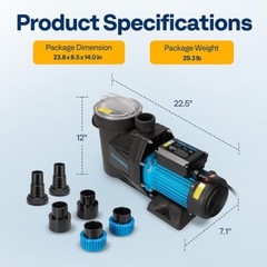 1.5/2.0 HP Self Primming Swimming Pool Pump for In/Above ground Pool w/ Strainer