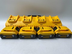 Lot of 4 FOR DEWALT 20V 12.0 AH Lithium-Ion Batteries W/ Quad Charger