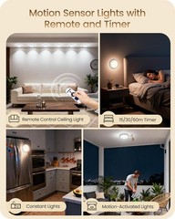 2/4 Pack Wireless Rechargeable Motion Sensor Ceiling Light with Remote Control