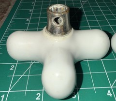 Vintage Speakman Porcelain Hot & Cold Cross Handles, Shower Sink Tub Knobs 3.25”