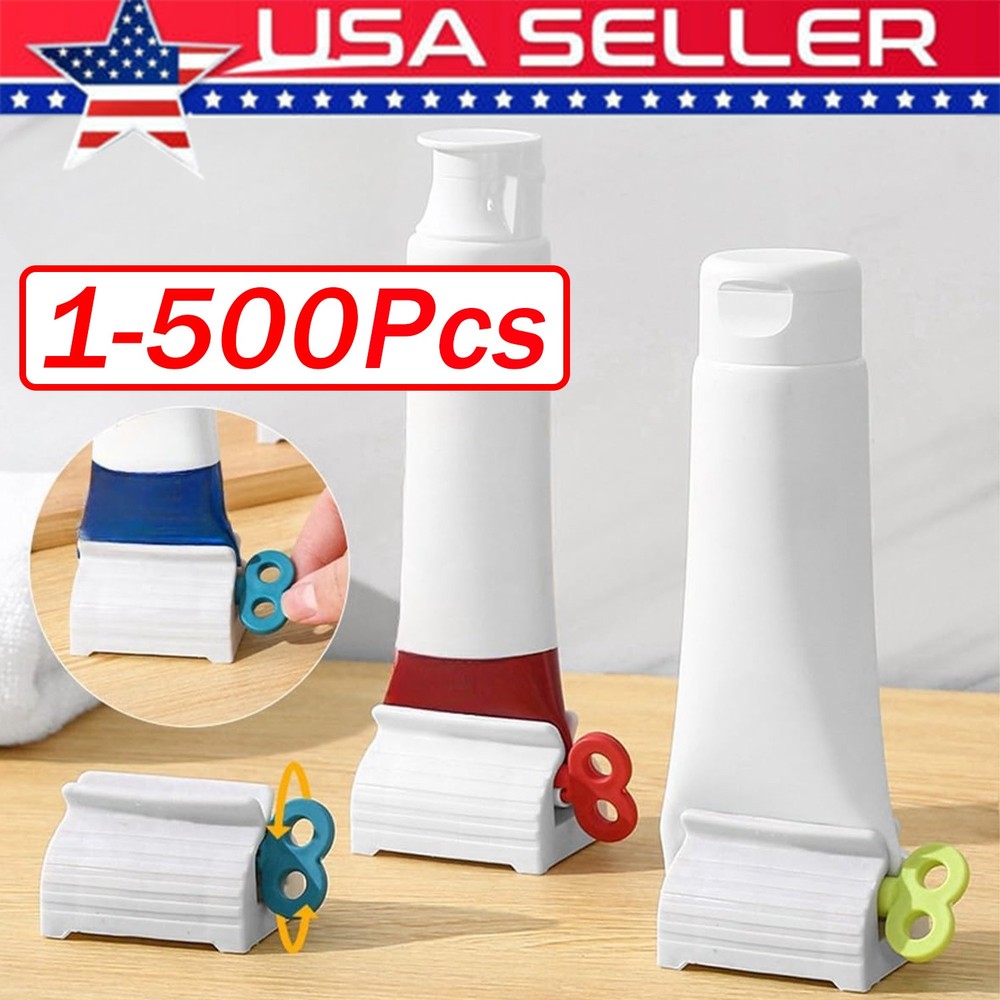 Toothpaste Squeezer Bathroom Tube Easy Stand Dispenser Rolling Holder Seat Lot