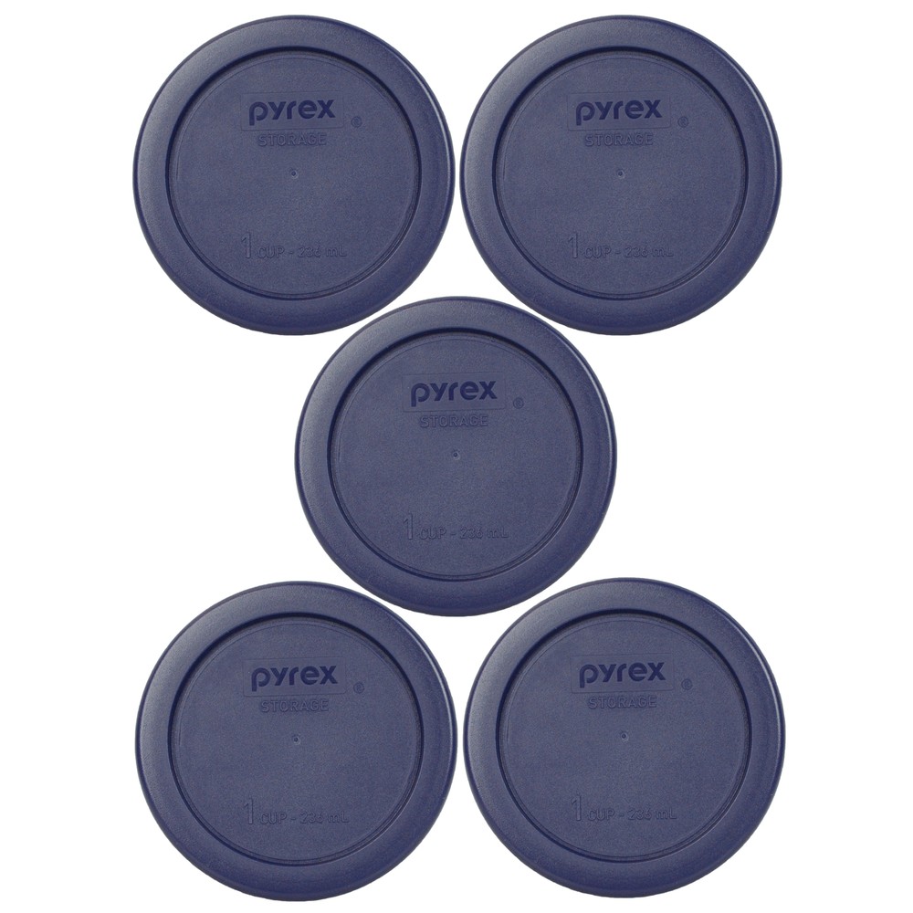 Pyrex 7202-PC 1 Cup Blue Round Plastic Lid Cover 5PK for Glass Bowl New