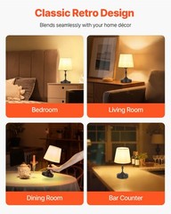 VEVOR Cordless Table Lamp Rechargeable Battery Small Desk Lamp Fabric Shade