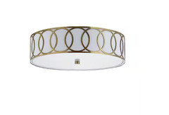 JONATHAN Y Aubrey 3-Light 15.5 in. Brass Gold Metal Flush Mount