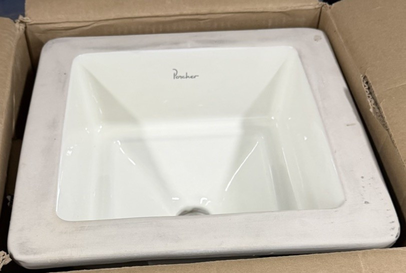 Porcher Marquee Undermount Square Biscuit Vitreous China No Hole 12120-00.071