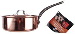 BAUMALU COPPER SAUTE PAN POT WITH LID 6 1/2“ MADE IN FRANCE WEIGHT 2lb 3oz