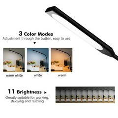 LED Desk Lamp Gooseneck Adjustable Lamp with Clamp Eye-Caring Reading Desk Light