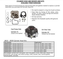 Genuine OEM Kawasaki Cylinder Head 99999-0627 Assembly Kit #1 For FX651V-730V
