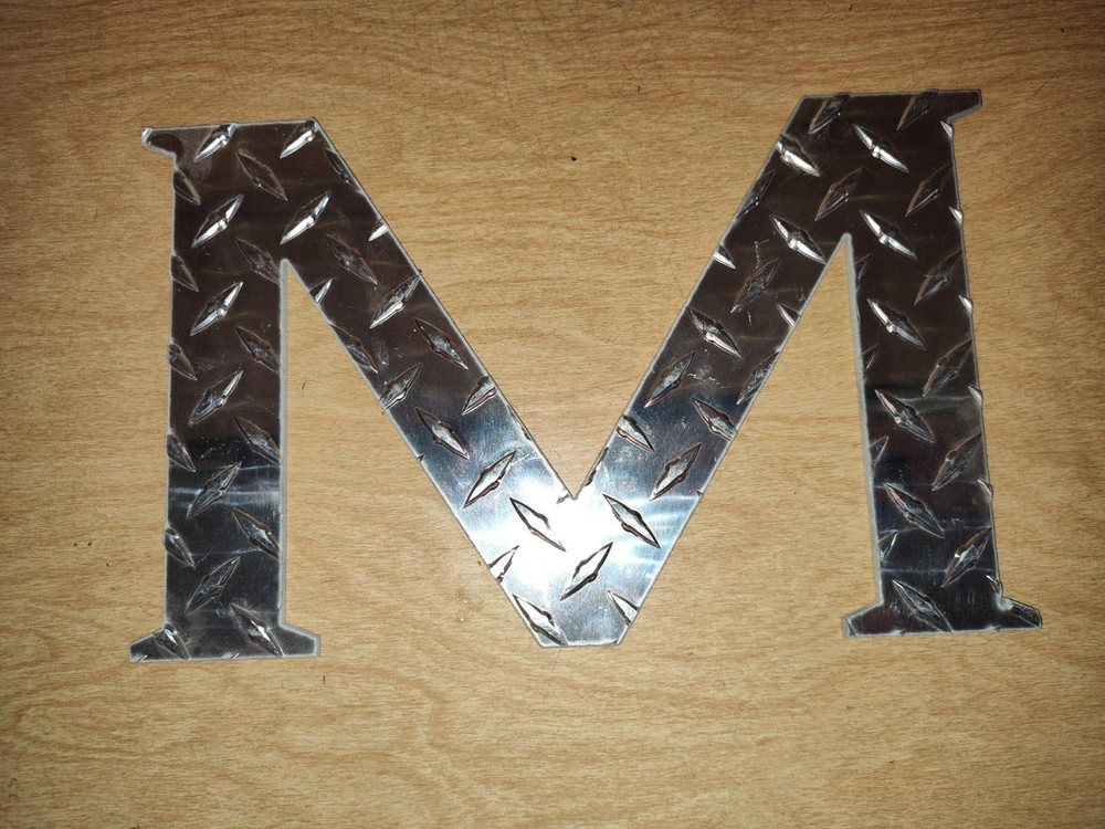 Letter M Aluminum Diamond Plate 13″ x 8″ x 1/8″