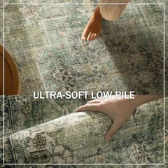Machine Washable Kitchen Runner Rug: 2’6″x8′ Hallway Rug Non Slip Low-Pile