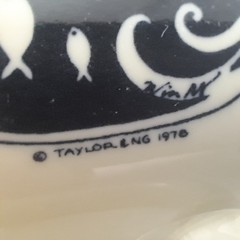 Taylor & NG 1976 Cat Fisherman Boat Fish 3.5” High Ceramic Coffee Mug
