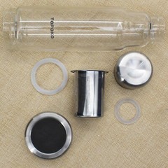 2 pcs 18.5Oz Glass Tea Infuser Travel Mug &Strainer Nylon Black Grey Sleeves