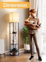 Floor Lamp with Shelves for Living Room, Shelf Floor Lamp with 3 CCT LED Bulb