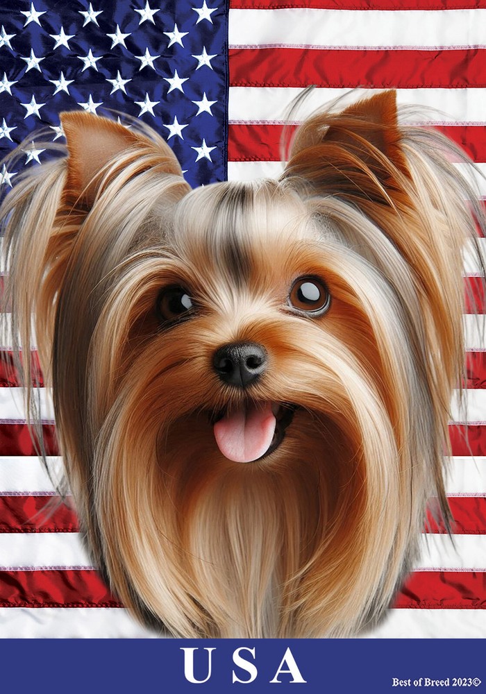 Silky Terrier Silver/Tan All-American II Flag
