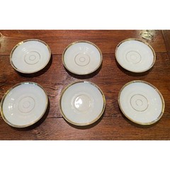 Old Paris White and Gold Porcelain Teacups and Saucers, Set of 6