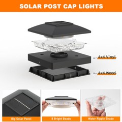 6/12/18Pack Solar Post Cap Light For 4×4 Outdoor Waterproof LED Deck Fence Light