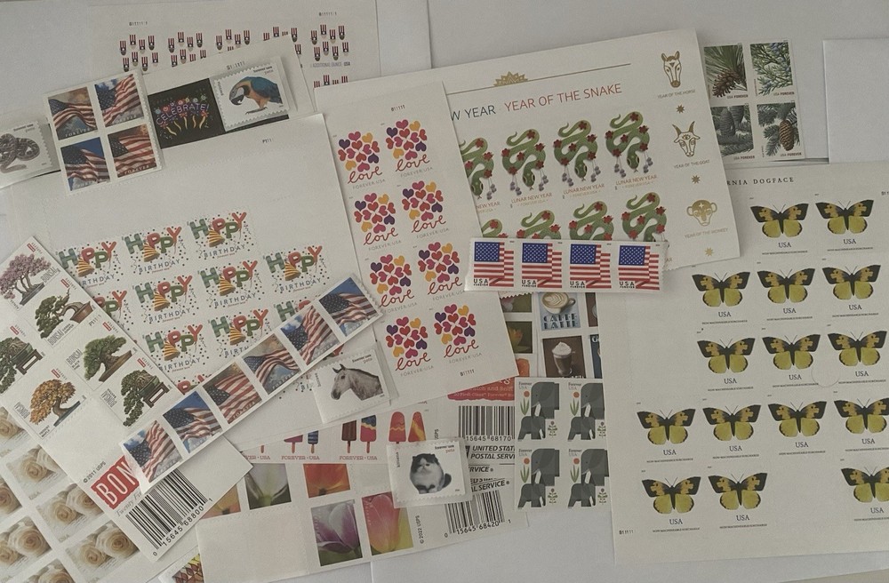 30 Unused US POSTAGE Leftover Forever Stamps Random Picked Design Flag Etc