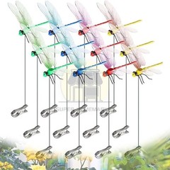 12 Fake Dragonfly Clips Clip on Dragonfly for Outdoors 3D Dragonfly Garden Decor