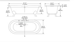 66” Porcher cast iron bathtub with clawfoot legs and polished chrome fixtures