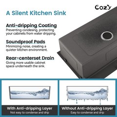 Cozy undermount stainless steel Brush Nickel sink 36x19x10 inch with accessory