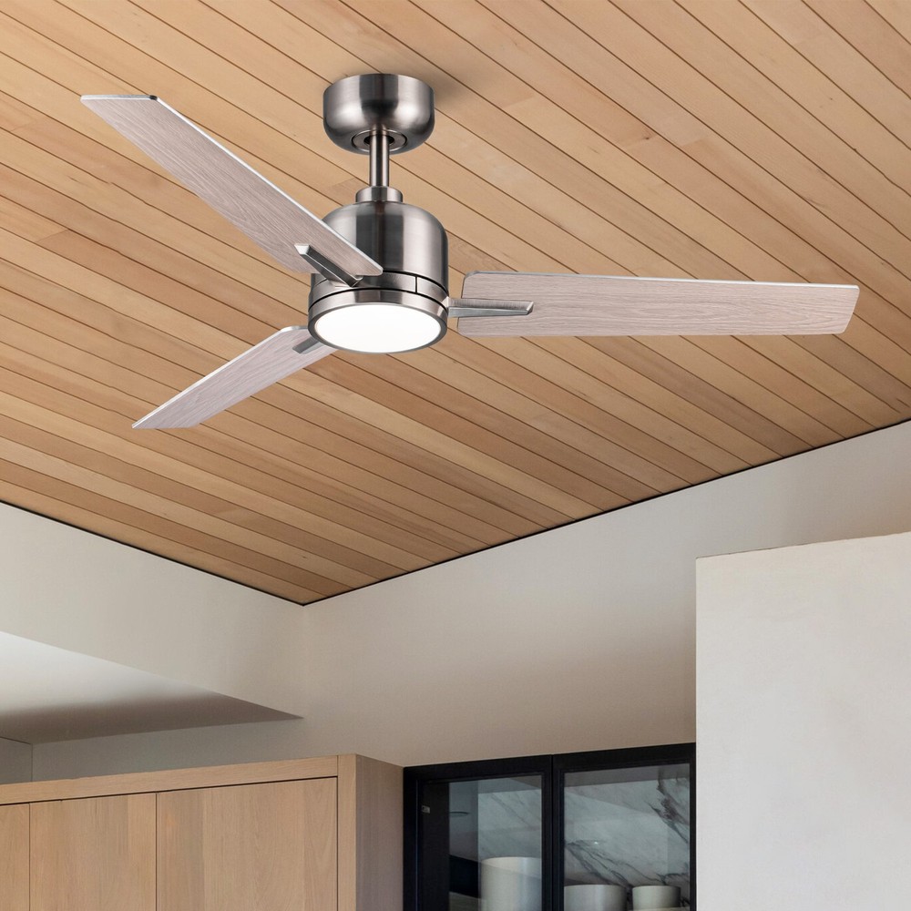 48″ Brushed Nickel Low Profile Ceiling Fan with Light Light Energy Saving Fan