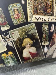 Victorian Christmas Cards in Blue Large Poster Print 27” X 19.75” Milner 1993