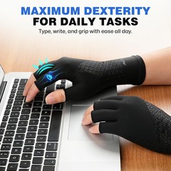 Compression Arthritis Gloves with 23% LYCRA for Pain, Fingerless Carpal Tunnel