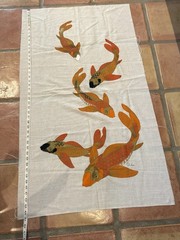 Alfred Shaheen Hand Painted Koi Textile Panel 45″ X 26.5″ Signed Mid Century