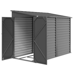4.6′ x 9′ Metal Outdoor Storage Shed with Lockable Doors, Dark Gray