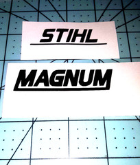 STIHL CUSTOM CHAINSAW CLUTCH COVER LETTERING STICKER DECAL TO AFTERMARKET BLANKS