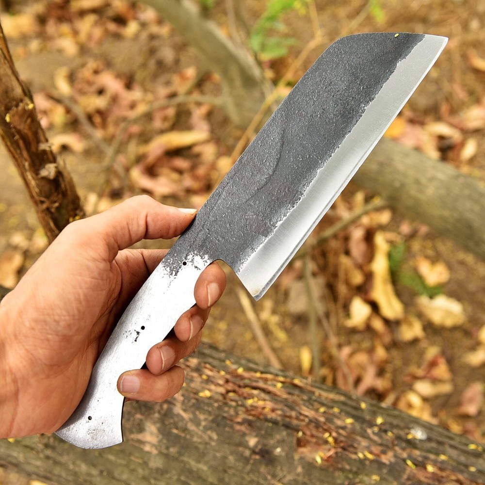 Handmade Forged Carbon Steel Chef Kitchen Knife Blank Blade Meat Cleaver Chopper
