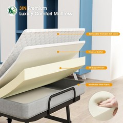 HL Rollaway Bed Folding Bed with 6cm Foam Mattress for Adults & Guest