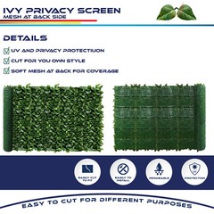 58 IN Artificial Faux Ivy Leaf Privacy Fence Screen Decor Panels Outdoor Hedge